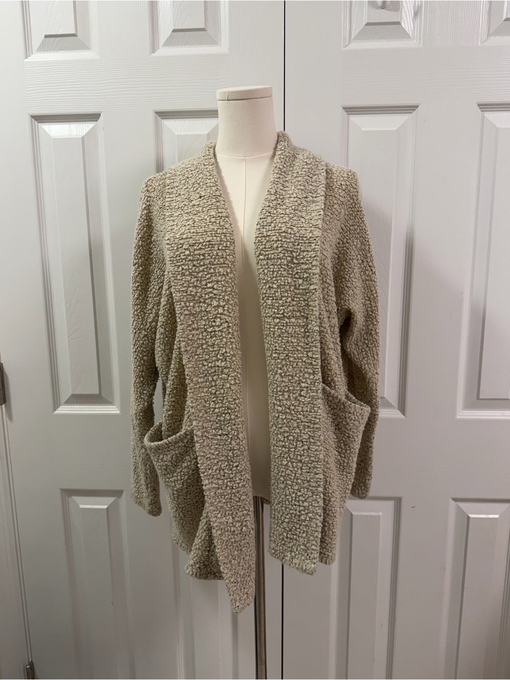Forever 21 Chunky Knit Cardigan Cream Oatmeal Open Front Size M